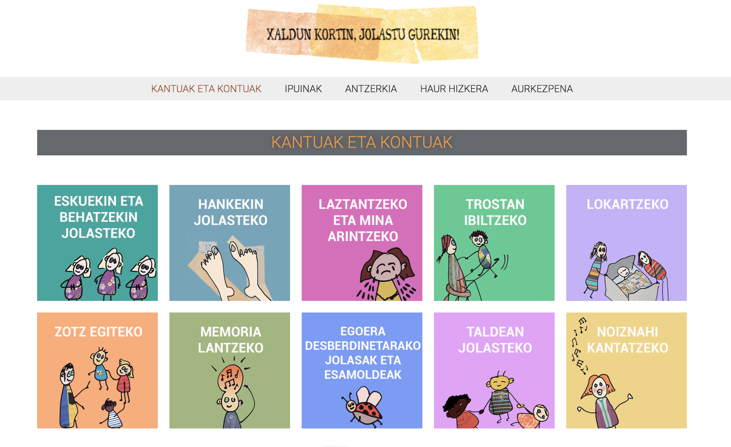 Los temas infantiles en euskera recogidos de la tradición oral de Navarra, disponibles en la web Xaldun Kortin del Departamento de Educación